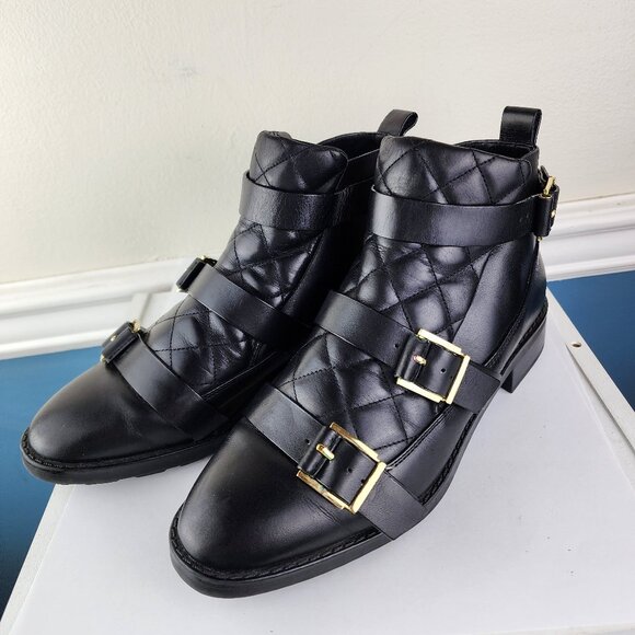 Zara Woman Chelsea Black Ankle Quilted Booties Size 38 - Picture 9 of 10